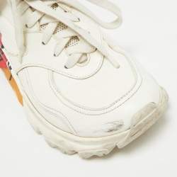 Valentino x Undercover White Leather Chain Rose Print Bounce Sneakers Size 36