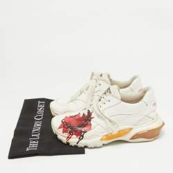 Valentino x Undercover White Leather Chain Rose Print Bounce Sneakers Size 36