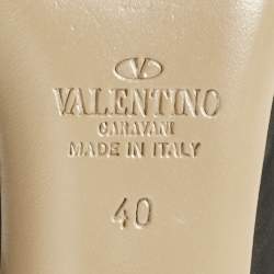 Pre Owned Valentino Black Leather Rockstud Caged Pumps Size 40