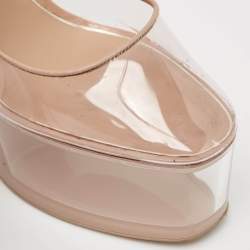 Pre Owned Valentino Beige/Transparent PVC and Leather Platform Pumps Size 39