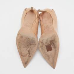 Pre Owned Valentino Beige Patent Leather Wings Detail Pointed Toe Pumps Size 38.5