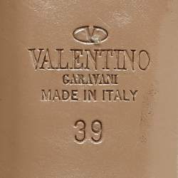 Pre Owned Valentino Black/Beige Leather and Patent Rockstud Pointed Toe Pumps Size 39