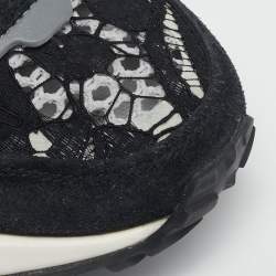 Pre Owned Valentino Black Lace and Suede Lacerunner Low Top Sneakers Size 40