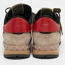 Valentino Multicolor Leather and Suede Rockrunner Low Top Sneakers Size 37