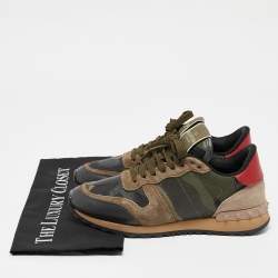 Valentino Multicolor Leather and Suede Rockrunner Low Top Sneakers Size 37