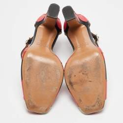 Pre Owned Valentino Multicolor Leather Carmen Square-Toe Ankle Strap Pumps Size 38