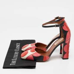 Pre Owned Valentino Multicolor Leather Carmen Square-Toe Ankle Strap Pumps Size 38