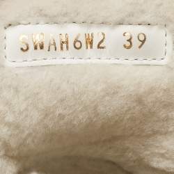 Pre Owned Valentino Black Leather and Shearling VLogo High Top Sneakers Size 39