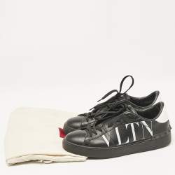 Valentino Black/White Leather VLTN Rockstud Low Top Sneakers Size 38.5