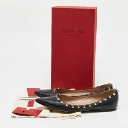 Valentino Black Leather Rockstud Ballet Flats Size 39