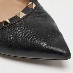 Valentino Black Leather Rockstud Ballet Flats Size 39