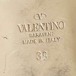 Pre Owned Valentino Black Leather Tango Ankle Strap Ballet Flats Size 39