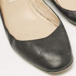 Pre Owned Valentino Black Leather Tango Ankle Strap Ballet Flats Size 39