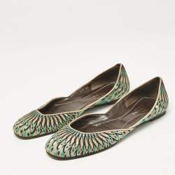 Valentino Multicolor Leather and Lurex Fabric Ballet Flats Size 38