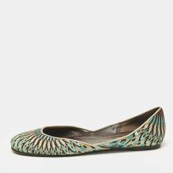 Valentino Multicolor Leather and Lurex Fabric Ballet Flats Size 38