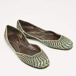 Valentino Multicolor Leather and Lurex Fabric Ballet Flats Size 38