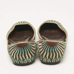 Valentino Multicolor Leather and Lurex Fabric Ballet Flats Size 38