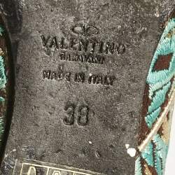 Valentino Multicolor Leather and Lurex Fabric Ballet Flats Size 38