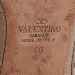 Pre Owned Valentino Rose Gold Leather Rockstud Caged Pumps Size 40