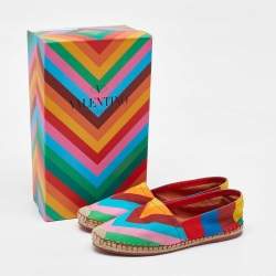 Valentino Multicolor Chevron Print Canvas Espadrille Loafers Size 39