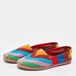 Valentino Multicolor Chevron Print Canvas Espadrille Loafers Size 39