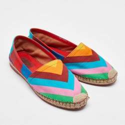 Valentino Multicolor Chevron Print Canvas Espadrille Loafers Size 39