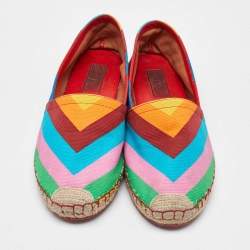 Valentino Multicolor Chevron Print Canvas Espadrille Loafers Size 39