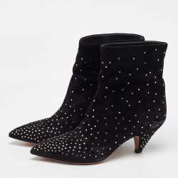 Valentino Black Suede Rockstud Ankle Boots Size 39.5
