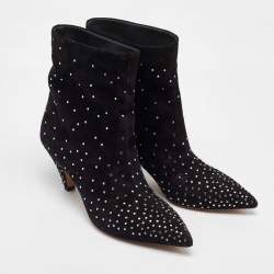 Valentino Black Suede Rockstud Ankle Boots Size 39.5