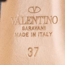 Pre Owned Valentino Blue Leather Rockstud Ankle Strap Pumps Size 37