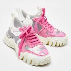 Valentino Multicolor Suede and Camouflage Canvas Rockrunner Low Top Sneakers Size 37