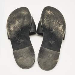 Pre Owned Valentino Black Leather VLogo Flat Slides Size 41