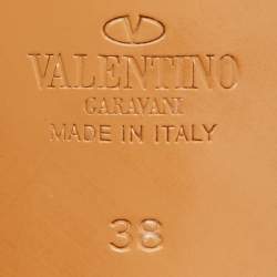 Pre Owned Valentino Metallic Leather Rockstud Ankle Strap Sandals Size 38