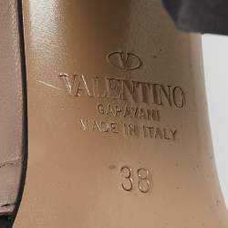Pre Owned Valentino Black/Dusty Pink Leather Rockstud Caged Pumps Size 38