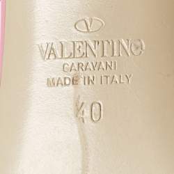 Pre Owned Valentino Pink Leather Rockstud Slide Sandals Size 40