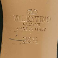 Pre Owned Valentino Dark Green Leather Bow Cut Out Pointed Toe Pumps Size 38.5