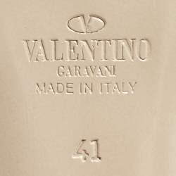 Pre Owned Valentino Pink Patent Rockstud Block Heel Slide Sandals Size 41