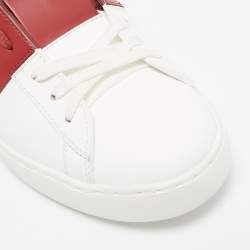 Valentino White/Red Leather Open Sneakers Size 40