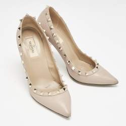 Pre Owned Valentino Poudre Pink Leather Rockstud Pumps Size 37.5