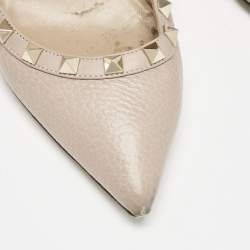 Pre Owned Valentino Poudre Pink Leather Rockstud Pumps Size 37.5