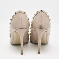 Pre Owned Valentino Poudre Pink Leather Rockstud Pumps Size 37.5