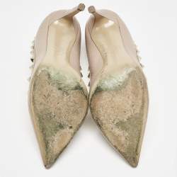 Pre Owned Valentino Poudre Pink Leather Rockstud Pumps Size 37.5