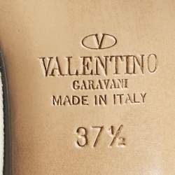 Pre Owned Valentino Gold Patent and Leather Rockstud Ankle Strap Pumps Size 37.5