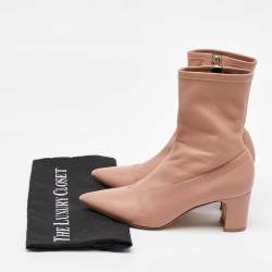 Valentino Dusty Pink Leather Pointed Toe Ankle Length Boots Size 37