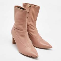 Valentino Dusty Pink Leather Pointed Toe Ankle Length Boots Size 37