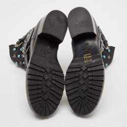 Valentino Black Leather Rockstud Biker Boots Size 37.5