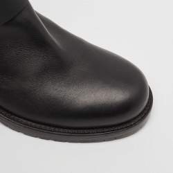 Valentino Black Leather Rockstud Biker Boots Size 37.5