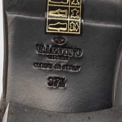 Valentino Black Leather Rockstud Biker Boots Size 37.5