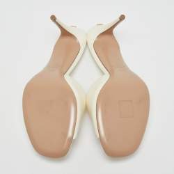 Pre Owned Valentino Off White Leather Escape Slide Sandals Size 39.5