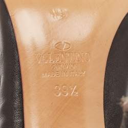Valentino Black Leather Grommet Love Latch Pumps Size 39.5
